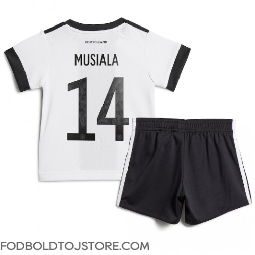 Tyskland Jamal Musiala #14 Hjemmebanesæt Børn VM 2022 Kortærmet (+ Korte bukser)